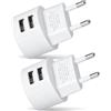 Vexnaro Adattatore Presa USB, Alimentatore Rete USB 2 Porte, Caricatore Multiplo Piatto 5V/ 2.1A, Compatibile con Prese IP44 e Avvolgicavo per Smartphone Tablet MP3 MP4 e Book Navigatore (Circolare*2)