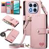 MOJIA Custodia per Xiaomi Redmi Note 14 PRO 5G / Poco X7 5G, Alta qualità Pelle Flip Portafoglio Cover per Telefono, Multifunzione Porta Carte con Tracolla Custodia. Rosa