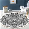 Duories Tappeto rotondo in cotone vintage,con motivo mandala,lavabile,tessuto a mano,con nappe per camera da letto,corridoio,soggiorno,tavolino da caff? lavabile in lavatrice,motivo floreale da 60 cm,#13
