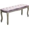 milani home - panca vintage in velluto rosa e legno intagliato, 110 x 36 x 47 cm