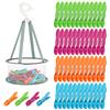 AOOTE Mollette per Bucato con Borsa Portaoggetti,48 Pcs Antivento | Bucatos Clip Porta Esterno Plastica per Telo da Spiaggia,Mollette per Bucato Resistenti all'Esterno,Multiuso,Multicolore