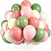 UDRKFOPK Palloncini Rosa Verde, 60 Pezzi Retrò Blush Pink Salvia Verde Blu Rosa Chiaro Giallo Bianco Palloncini in Lattice, 12 Pollici Boho Beige Palloncini per Feste per Matrimonio Doccia Nuziale Compleanno