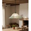 Mondocreazioni Lampadario a Sospensione Ingresso Classico in Vetro, 1 Luce, per Cucina, Bagno, Camera, Soggiorno, Scala, Corridoio art. foglie (Verde)