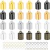 QUARKZMAN 100Pcs Baccello Terminali In Pelle, 7.5mm ID Baccello Per Nappe Con Anelli Di Collegamento Per Creazione Di Gioielli Fai Da Te Bracciali Collane, Colori Misti