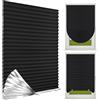 NUTKIT 90x180cm Tenda Plissettata Senza Foratura, Tende Oscuranti Adesive | in Tessuto non Tessuto, 90% Veneziane da Interno, per l'uso, Protezione Solare, Parti per Il Montaggio Incluse - Nero