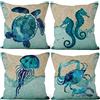 Aoihrraan 46x46cm Confezione Da 4 Copricuscini Divano Federe Acquario Subacqueo Azzurro Biancheria Quadrata Federe Per Cuscini Decorare In Lino Arredo Casa Soggiorno Giardino Campeggio Sofà