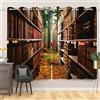 SDOTPMT retrò Biblioteca Libreria Tenda della finestra Annata Libreria Occidentale Classico Lavori Bambini Educazione All'aperto Foresta Tende opache per Sala Studio 53x160cm, 2 Pannelli
