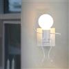Chao Zan Creativa Lampada da Parete Robot, Moderna Applique da Parete Interno Lampada da Comodino Bambini Humanoid E27 Ferro per Camera da Letto, Soggiorno, Corridoio, Ristorante Lampada a Muro (Bianco (A))