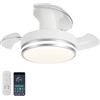 GWYAJTU Ventilatore Da Soffitto Retrattile Con Luce E Telecomando Silenzioso Dimmable Lampada Con Pale Ventilatore 3CCT Reversibile 6 Velocità Plafoniera Ventilatore Per Camera Da Letto Cucina-Silver