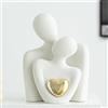 ODMYZG Statua di coppia, carino coppia che abbraccia statua,oggetti decorativi per mobili TV, soggiorni e camere da letto. Regali romantici per San Valentino, anniversario, compleanno. (Bianco Oro, L)