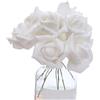 Whakano 20 rose artificiali glitterate, fiori artificiali, rose a gambo lungo, per festa della mamma, feste, matrimoni, interni ed esterni, cucina, ufficio, caffè, decorazione per la casa, bianco