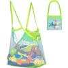 EUYKQNOI Borsa Rete Giochi Spiaggia Grande 2 Pezzi, Verde con Rete Blu, Sacchetto Portatile Pieghevole per Sabbia, Giocattoli Bambini, Mare, Piscina, Viaggio