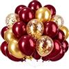 UDRKFOPK Palloncini Rossi e Oro, 60 Pezzi Palloncini Compleanno Retrò Rossi, 30,5 cm Palloncini Festa in Lattice Idrostatici Palloncini Bordeaux Oro per Matrimonio Fidanzamento Rivelazione di Genere
