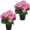 JUOPZKENN 2 Pezzi Gerani Finti Artificiali, Fiori di Seta Piante Finte Plastica Verde Fiori Rossi per Giardino Fiori di Seta per Esterno Esterno (C)