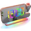 Euakee Sveglia Digitale, Sveglia con Proiezione, Orologio a Specchio LED da 7,4", Luce Notturna a 10 Colori, Proiettore Ruotabile di 180°, Caricatore USB-C per Bambini Cameretta (Oro rosa)