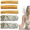 SamayZen Salvia Bianca per Bruciare e Palo Santo - Pulizia energetica - bastoncini salvia bianca sciamanica purificazione - Ideale per Rituali Energetici i la Pulizia Spirituale