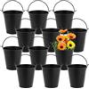 NAMYEUT 12 secchi in metallo nero da 10 cm, piccoli, mini secchiello in zinco con manico, mini secchio decorativo in metallo, per caramelle, feste e matrimoni, decorazione da tavolo