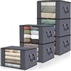 Flintronic 6 PC/84L Scatole per Armadio, Contenitori per Armadio Salvaspazio, Grande Capacità, Scatole per Vestiti, Contenitori Organizer Pieghevole con Manico,per Coperte Trapunte Biancheria da Letto