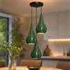LEDSone Lampadario a sospensione a 3 teste, moderno in metallo a goccia a goccia, lampada a sospensione a grappolo con attacco E27 per soggiorn (Verde)