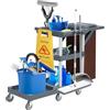 GarveeTech Carrello Pulizie Professionale,Carrello Per Pulizie Commerciali Di Hotel e Ospedali Con Armadietti Ripiani,Carrelli Multiuso Per Pulizia Con 6 Ruote e Sacco in Vinile Per Ufficio, Hotel, Capacità 300