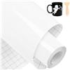 Bocguy Rotolo di Vinile Permanente Bianco Lucido, 30.5 CM x 600 CM PVC Vinile Adesivo Bianco, Facile da Tagliare & Diserbare, Vinile für Cricut & Silhouette Cameo
