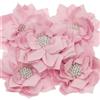 PATIKIL 3.5 Fiori Di Chiffon, 5 Pz Fiori Di Stoffa Con Perle E Strass Applique Per Cucito Per Abiti DIY Fascette Per Capelli Decorazioni Per Matrimoni E Feste, Rosa