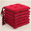 Generico Set 6 cuscini sedia con laccetto 40x40 Morbidone 4 punti Bordeaux