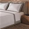 The White Stone Set Lenzuola Letto Una Piazza e Mezza 100% Cotone | Lenzuolo Piano 190x295 cm, Lenzuolo con Angoli 130x200 cm e 1 Federa Coordinata | Lenzuola con Balza Decorativa in Raso Grigio