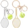 SOFPLATE 1 scatola Da 2 pezzi Portachiavi con Pallina Da Tennis Portachiavi con Racchetta In Lega D'Oro e Argento Portachiavi con Ciondoli In Metallo Ciondoli per Borse Zaini Borse Cordini Decorazioni