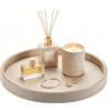 ROEOWENE Vassoio Decorativo Rotondo in Pelle 30 cm, per Gioielli, Chiavi | Svuotatasche Organizer E Cellulare, Da Portata Candele Profumi, Decorazione Comodino E Soggiorno-cachi