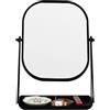 Tstarer Specchio da trucco in metallo girevole a 360 gradi con contenitore (nero)