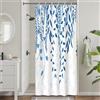Uiiooazy Tenda da Doccia Blu Navy Foglie di Eucalipto Antimuffa 90x180cm | Tenda da Doccia Blu Pianta Motivo Impermeabile Tessuto in Poliestere Lavabile per Vasca da Bagno con 6 Anelli