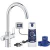 Grohe Blue Pure BauCurve Starter Kit - Sistema di Filtrazione Acqua con Cartuccia 5 Fasi e Contalitri, Cromo 30581000