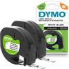 DYMO LetraTag etichette originali di carta autoadesiva | rotolo da 12 mm x 4 m | stampa nera su bianco | LT etichette autoadesive per etichettatrice LetraTag | 2 pezzi