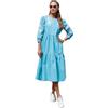 Generic Abito Vyshyvanka turchese da donna con ricamo floreale | Abito lungo in cotone ricamato con maniche a 3/4 | Moda ucraina moderna