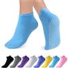 Fjquamitix 8 paia di calzini antiscivolo per yoga, pilates, da donna, con puntini in silicone antiscivolo, per bar, danza, ospedale, taglia 36-40, nero, bianco, grigio, viola, rosa, giallo, blu