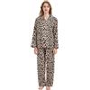 Amaxer Pigiama Donna Caldo in Flanella 2 Pezzi Loungewear Set 100% Cotone Autunno e Inverno Set Pigiama Manica Lunga