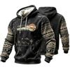 Generic Felpa con Cappuccio da Uomo con Stampa Grafica a Tema Western, Stile Cowboy