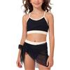 SEAUR Color Block Twist Bikini per ragazze regolabile rimovibile Pad Top Costume da bagno con copricostume da bagno per 9-16 anni, Nero , 15-16 Anni