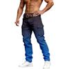 Generic DENGJIAMY - Pantaloni cargo da uomo, con sfumature, taglie forti, per attività all'aperto, escursionismo, allenamento, con tasche multiple, stile casual, dritti, Z11 blu navy, 4XL