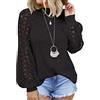 FFWTPY Camicia Manica Lunga Donna Maglietta con Girocollo Camicette Pizzo Tunica Top Casual Bluse Elegante Shirts Tops Autunno Inverno