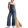 Sovoyontee Salopette da donna estiva, larga, in jeans, con bretelle