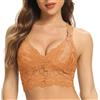 SHEKINI Bralette in pizzo da donna imbottito senza ferretto longline reggiseno incrociato posteriore crop top comfort quotidiano Brassiere