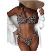 GORGLITTER Bikini da donna con allacciatura al collo, bikini a vita alta, set perizoma sexy leopardato, bikini a triangolo, costume da bagno in due pezzi