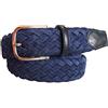 ESPERANTO Cintura uomo donna intrecciata di pelle scamosciata Foderata in Cotone-ALT 3,5 CM colore Blu, misure da 100 cm a 170 cm