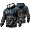 Generic Felpa con Cappuccio da Uomo in Stile Western con Stampa Grafica, Stile cowb