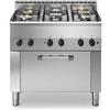 Cucina a gas 5 fuochi con forno elettrico ventilato. Dim.cm. 90x60x85H. - Potenza termica 17,4 Kw.