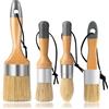 YiBaiBrush Set di 4 pennelli a gesso per cera, 3 piccoli pennelli per cera per pittura a gesso e 1 grande pennello per pittura a gesso per mobili, pittura acrilica, vernice al latte, setole naturali