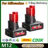 Turpow Per Milwaukee M12 Batteria di ricambio 12V 6000mAH Per Milwaukee 12V Strumenti Batteria ricaricabile con luce LED 48-11-2402