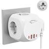 HITRENDS(电子) Presa multipla cubo multipla UE con interruttore 2 porte USB A e 2 porte tipo c, 4 prese CA Adattatore di alimentazione presa a muro per la casa